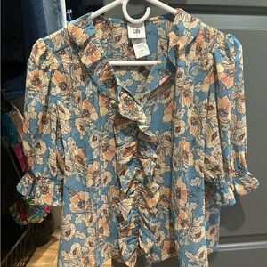 CAbi Printed Cherish Top Size M New